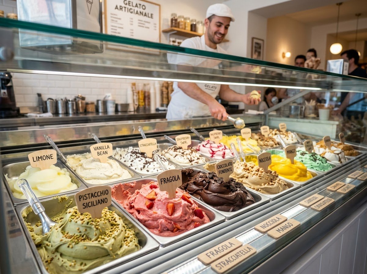 Gelato display case