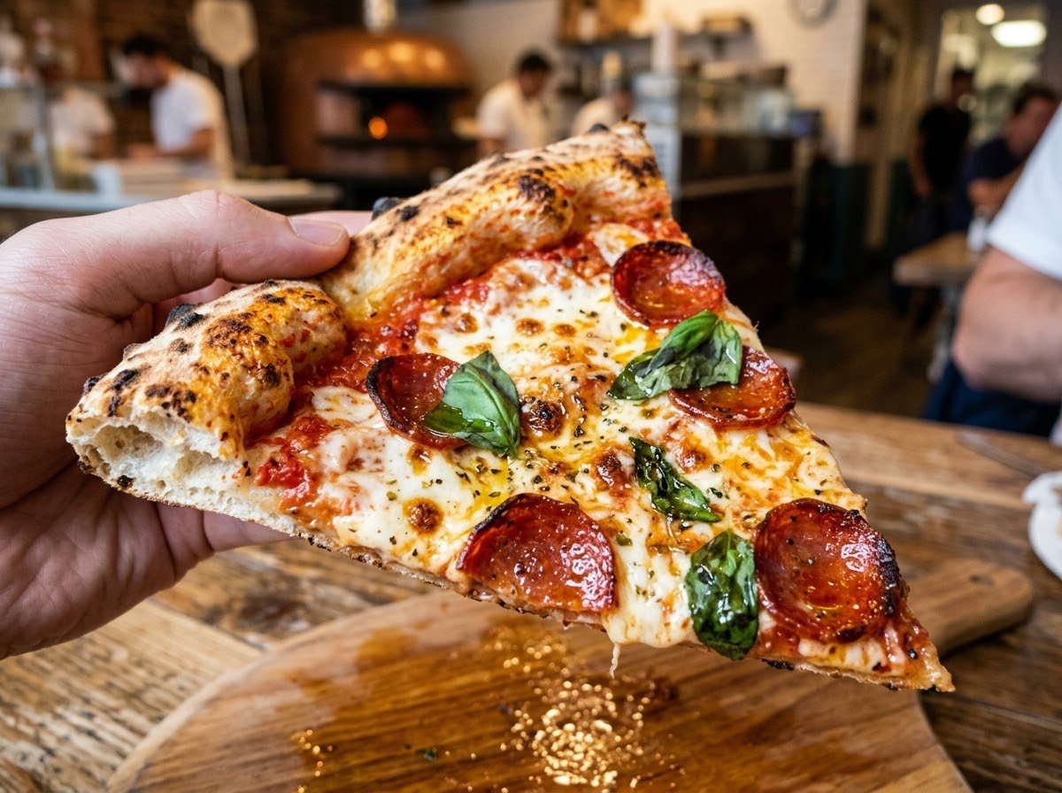Fresh pizza slice