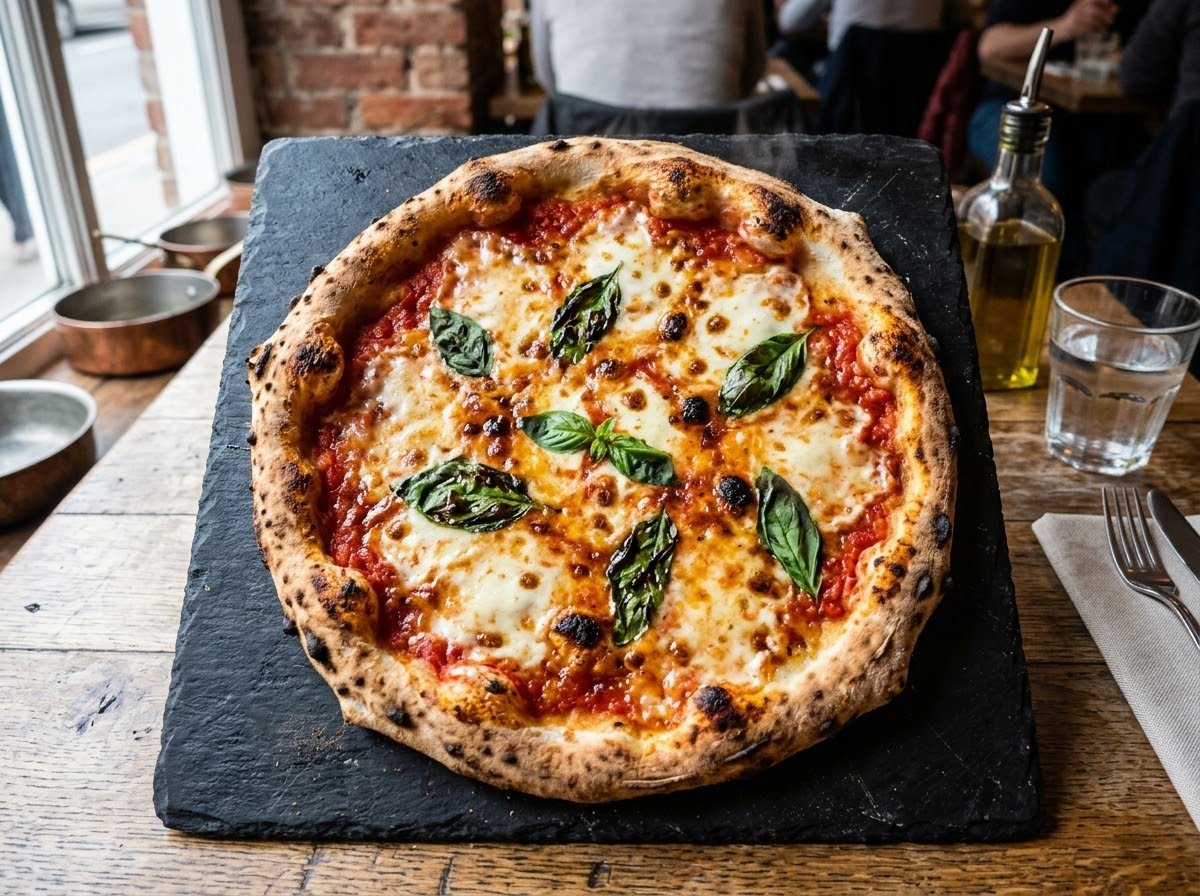 Margherita pizza with fresh basil